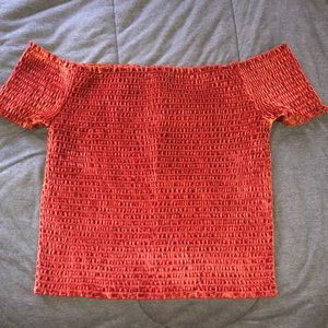Red off the shoulder crop top